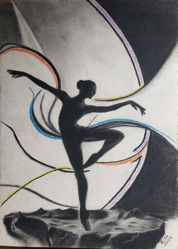 Infinitesimal ‐ Charcoal & pencil color on paper (2025)