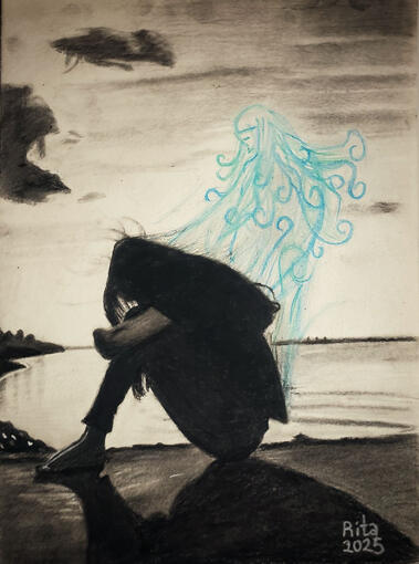 If all else - Carcoal & Color on paper (2025)