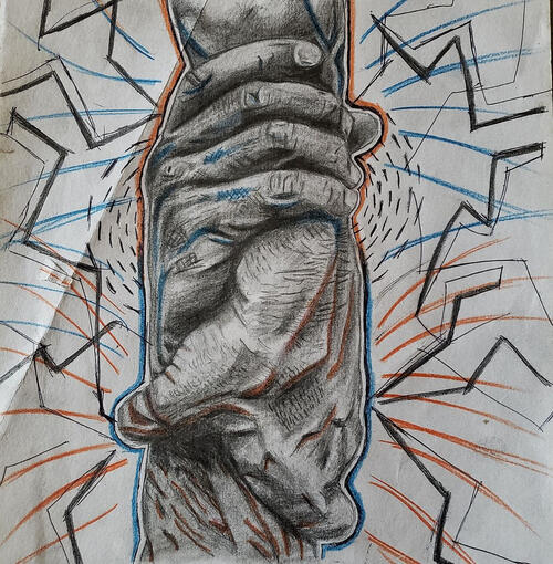 Synergy - Graphite & color on paper (2025)
